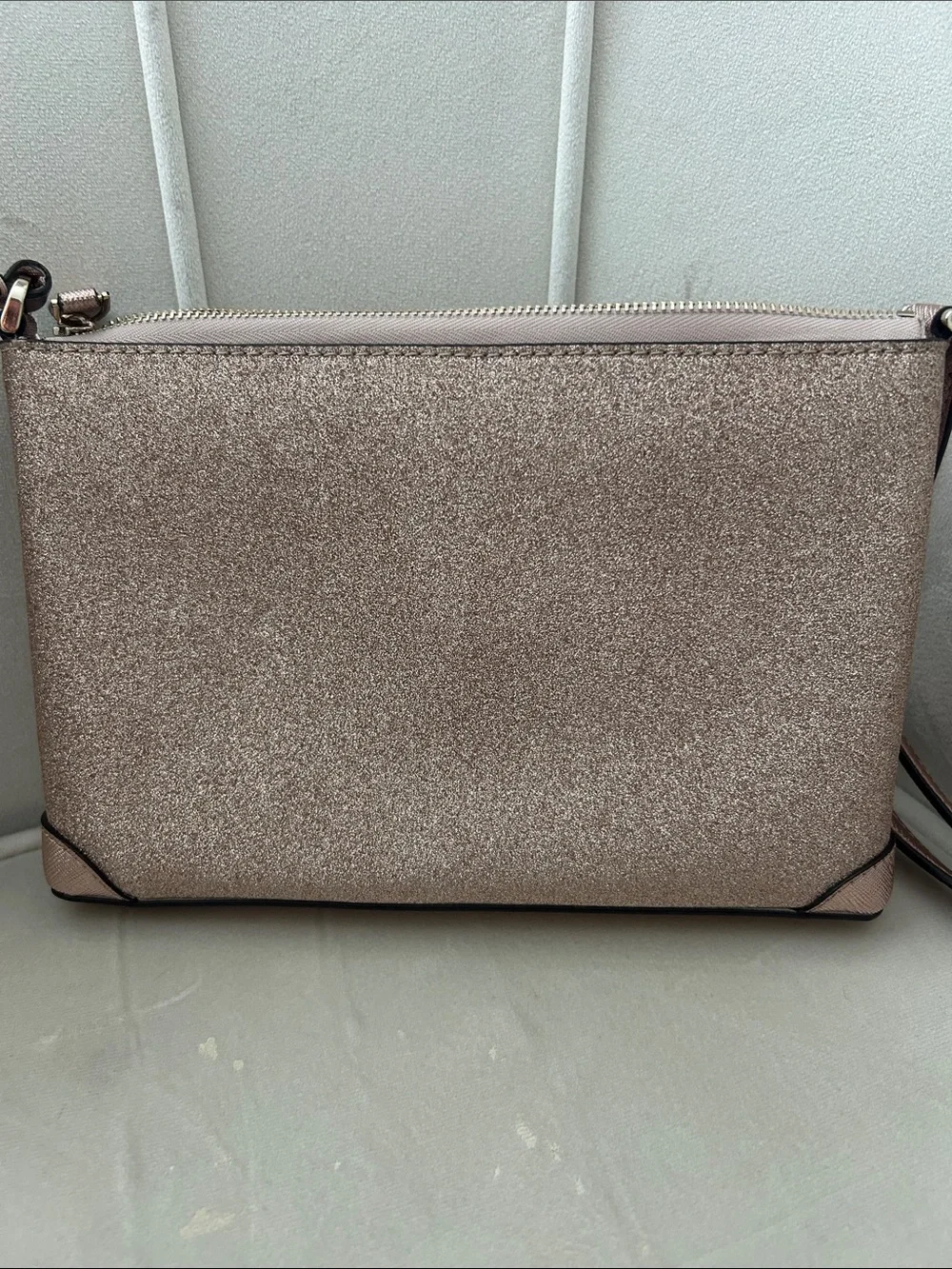 kate spade metallic rose gold glitter crossbody bag
